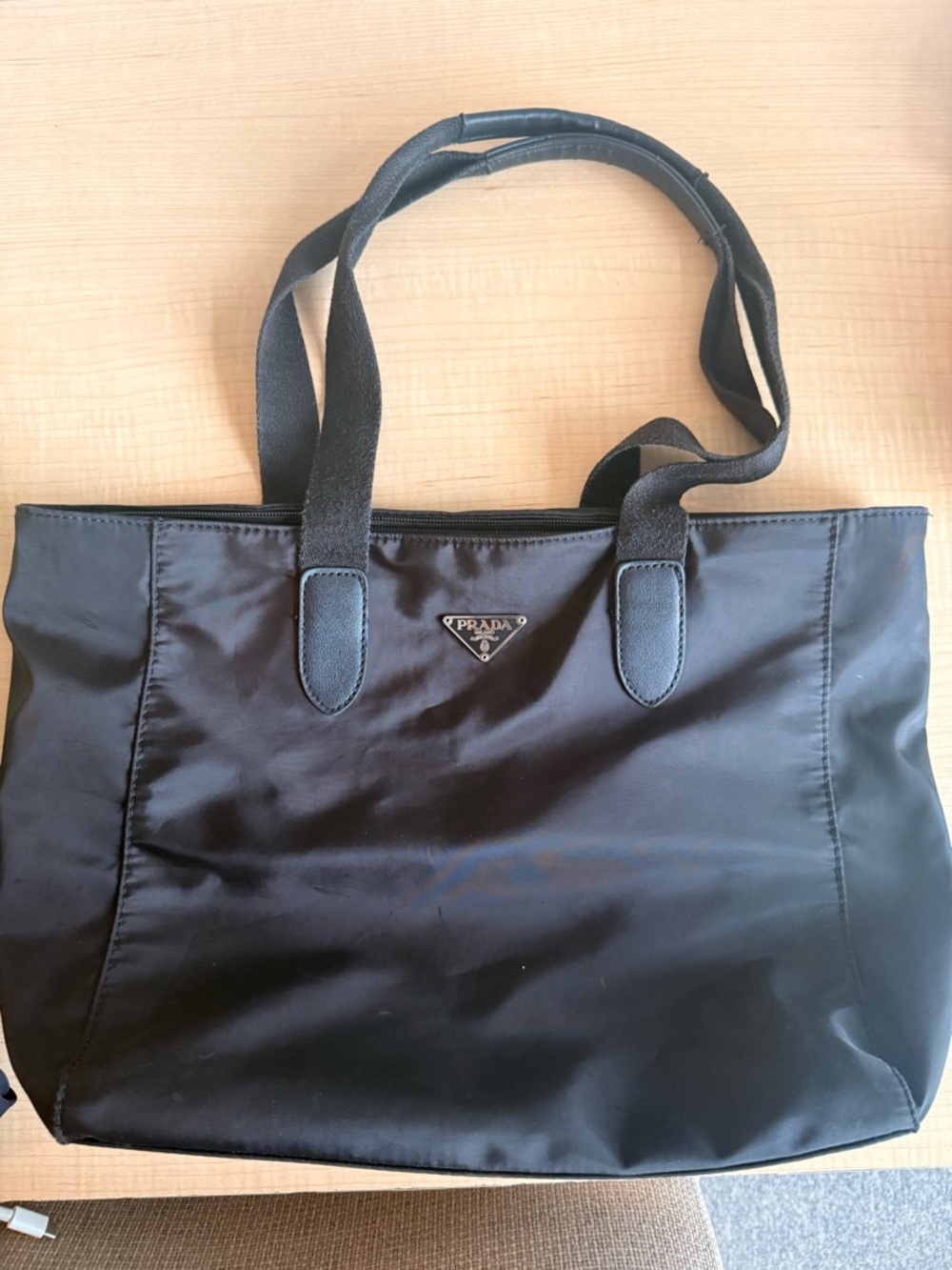 Prada Black Nylon Tote with Triangle Logo